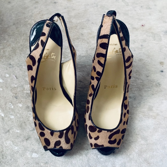 Leopard Print Pony Hair Peep-Toe Pumps - Picture 5 of 9